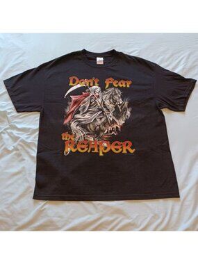 Vintage Y2K Thunder Sportswear "Don't Fear the Reaper" Black T-Shirt Adult XL